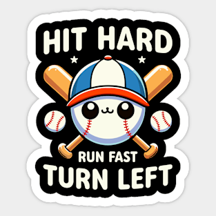 Baseball Player Hit Hard Run Fast Turn Left Sticker